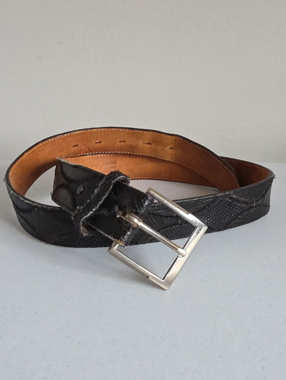Justin | Genuine Lizard Leather Belt Black Sz 36